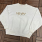 Caesars Palace Las Vegas Embroidered Graphic Crewneck | Size X-Large | Vintage 1990s Promotional White Sweater | Made in USA |