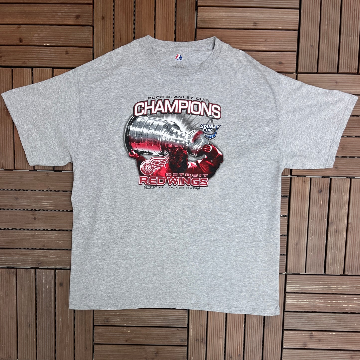 Detroit Red Wings Stanley Cup Champions 2009 Graphic Tee | Size XX-Large | Vintage 2000s NHL Hockey Grey T-Shirt |