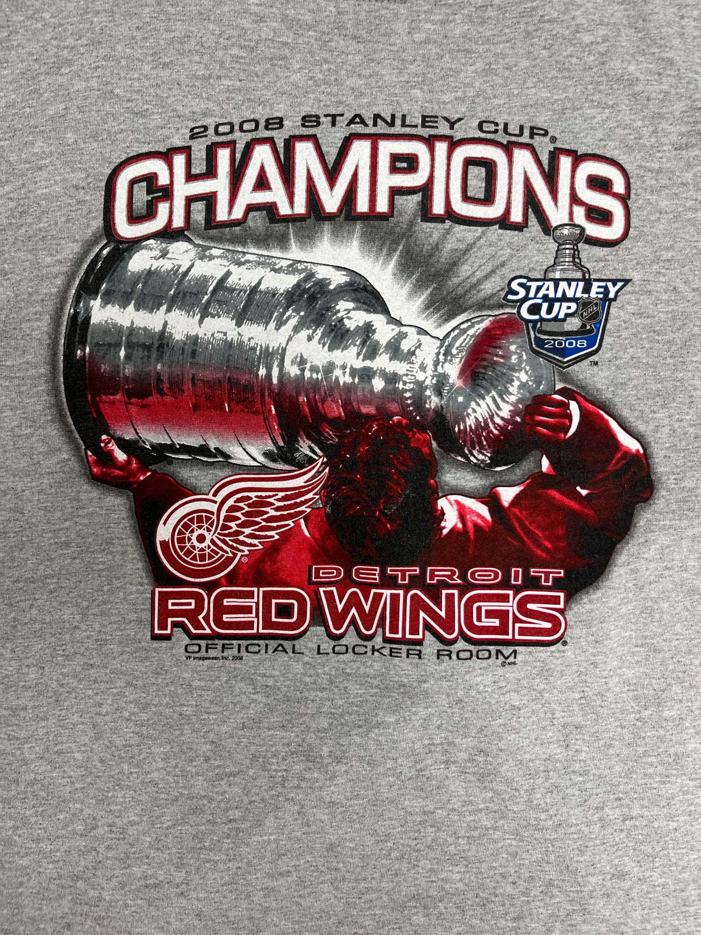 Detroit Red Wings Stanley Cup Champions 2009 Graphic Tee | Size XX-Large | Vintage 2000s NHL Hockey Grey T-Shirt |