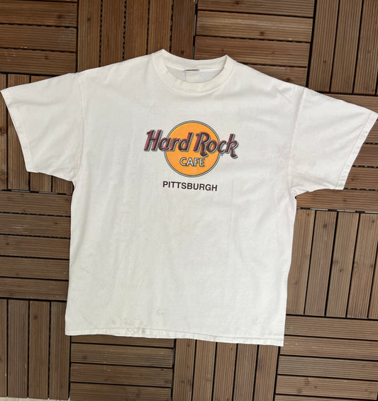 Hard Rock Cafe Pittsburgh, Pennsylvania Graphic Tee | Size X-Large | Vintage 2000s Collectors White T-Shirt | Free Shipping to USA |