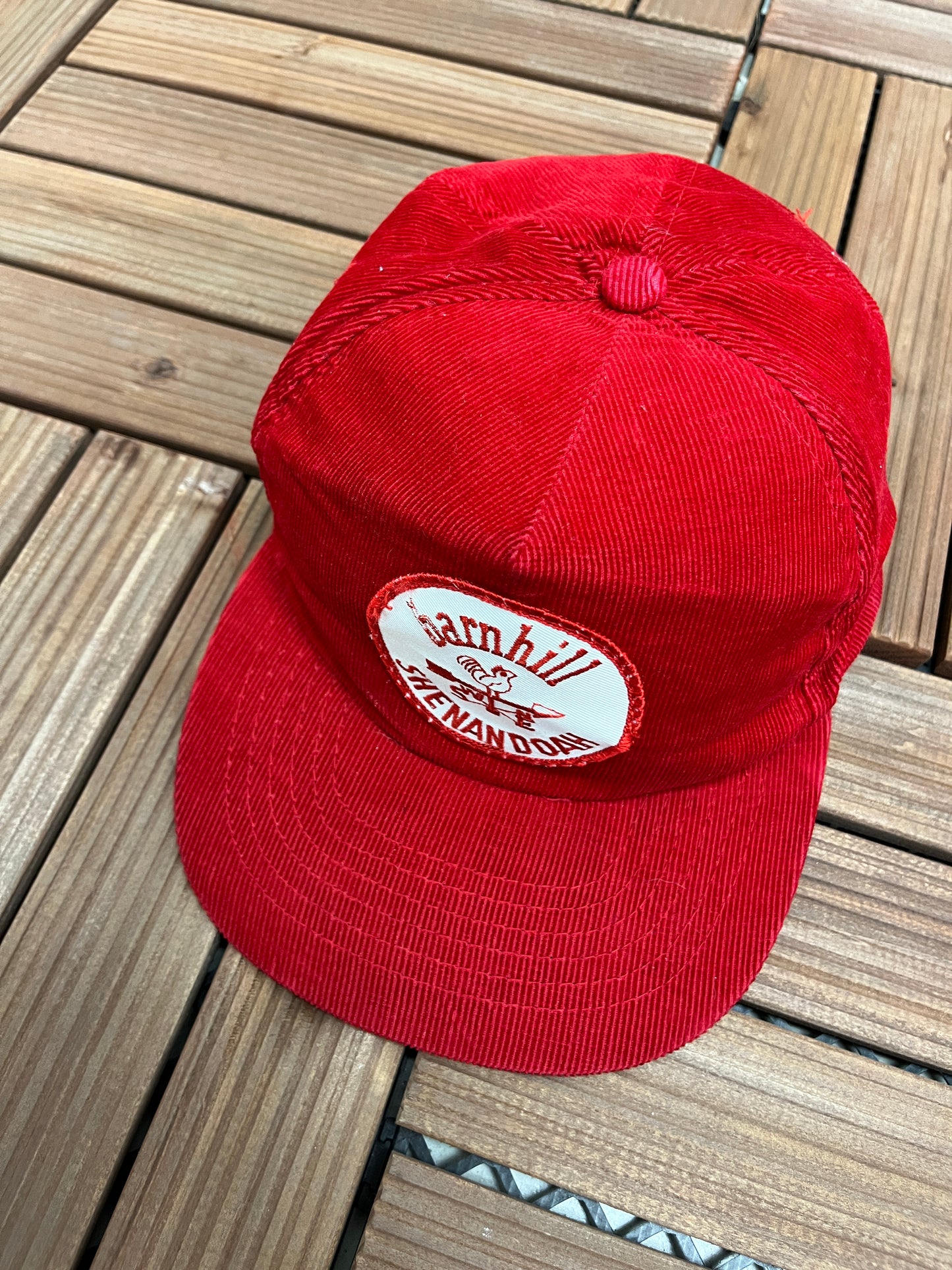 Barnhill Shenandoah Graphic Hat | Adjustable With Snap Back | Vintage Corduroy Promotional Red Cap |