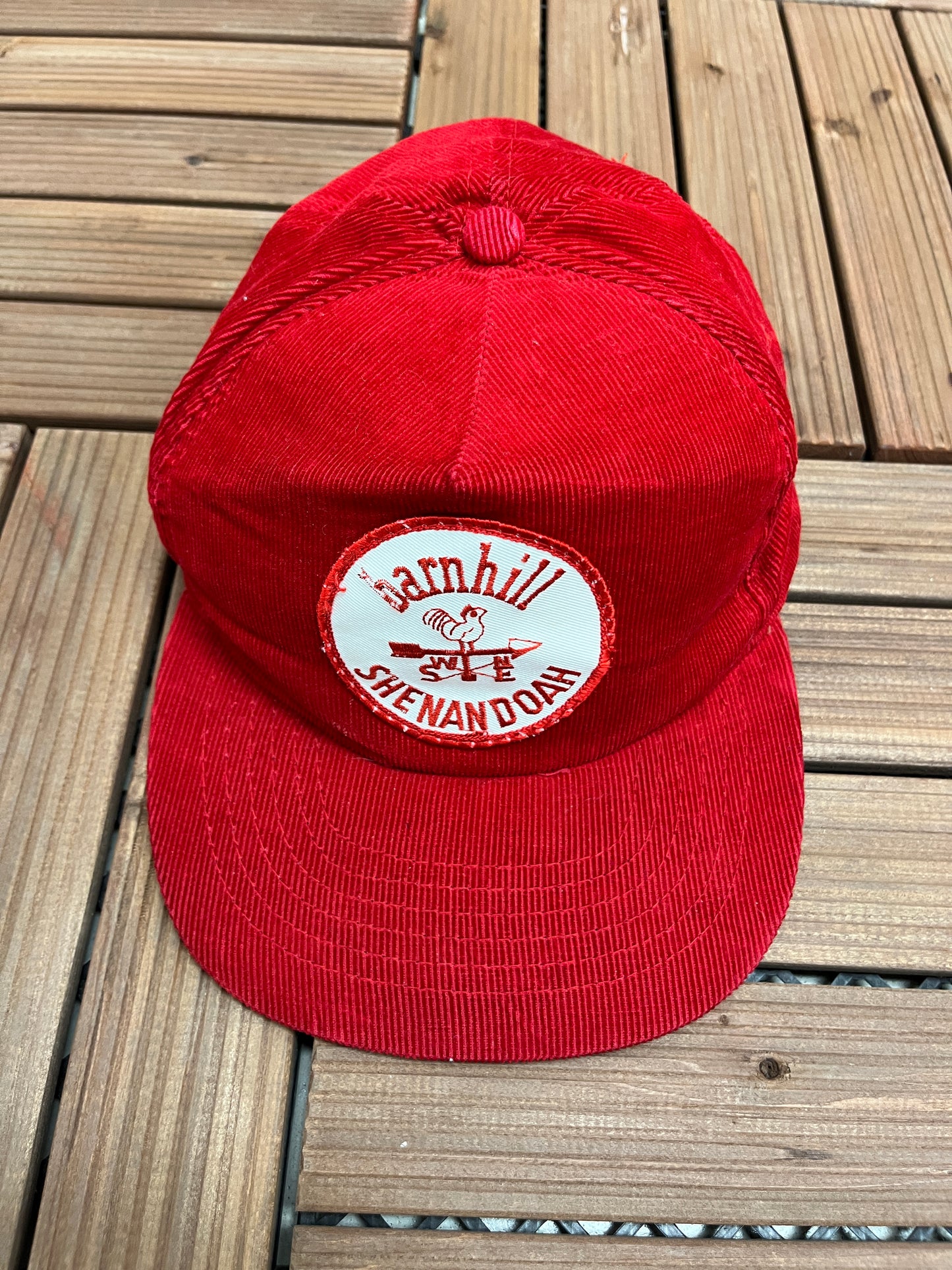 Barnhill Shenandoah Graphic Hat | Adjustable With Snap Back | Vintage Corduroy Promotional Red Cap |