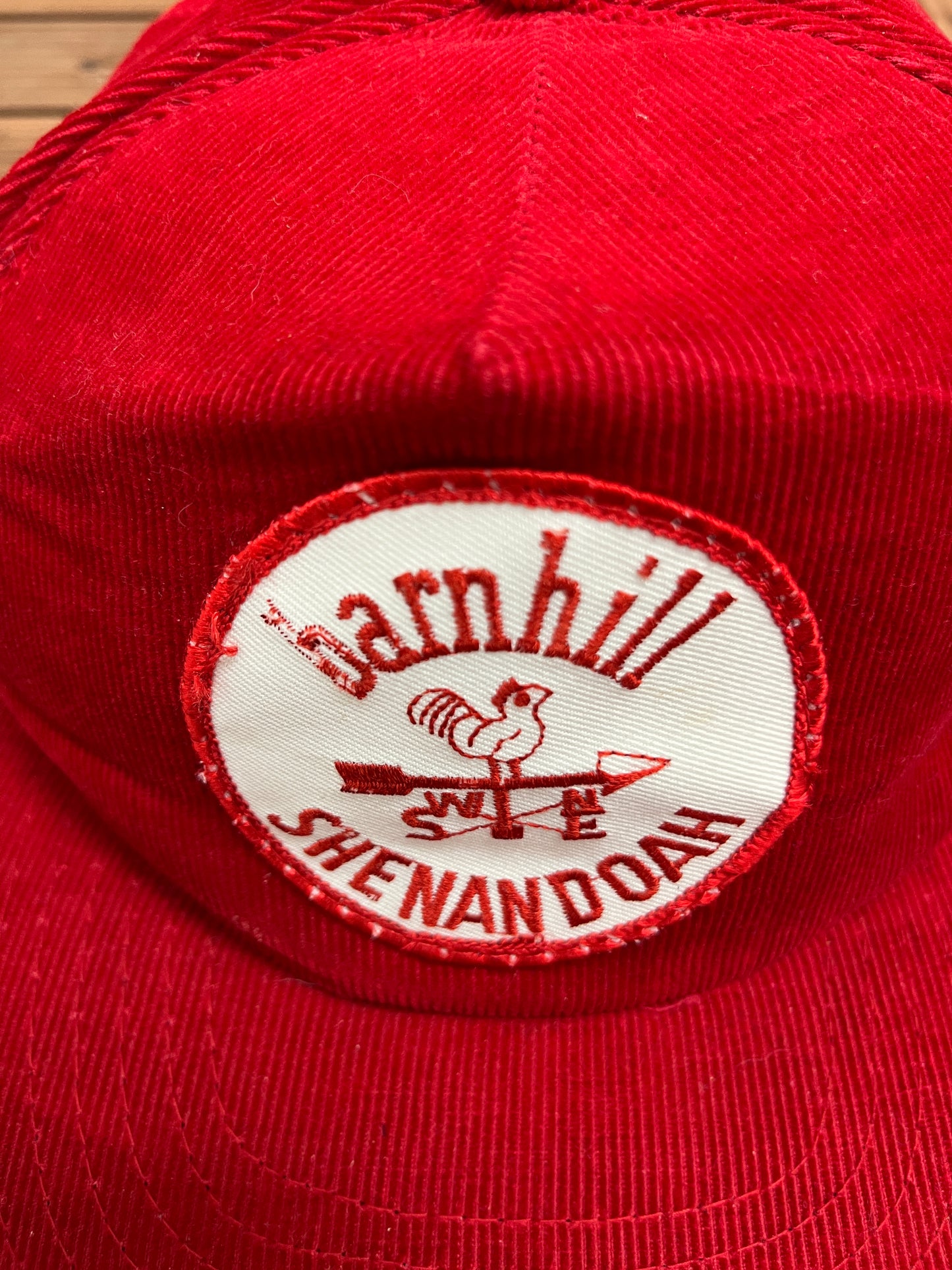 Barnhill Shenandoah Graphic Hat | Adjustable With Snap Back | Vintage Corduroy Promotional Red Cap |
