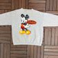Mickey Mouse Disney Graphic Crewneck | Size Large | Vintage 1990s Promotional Cartoon Grey Sweatshirt |