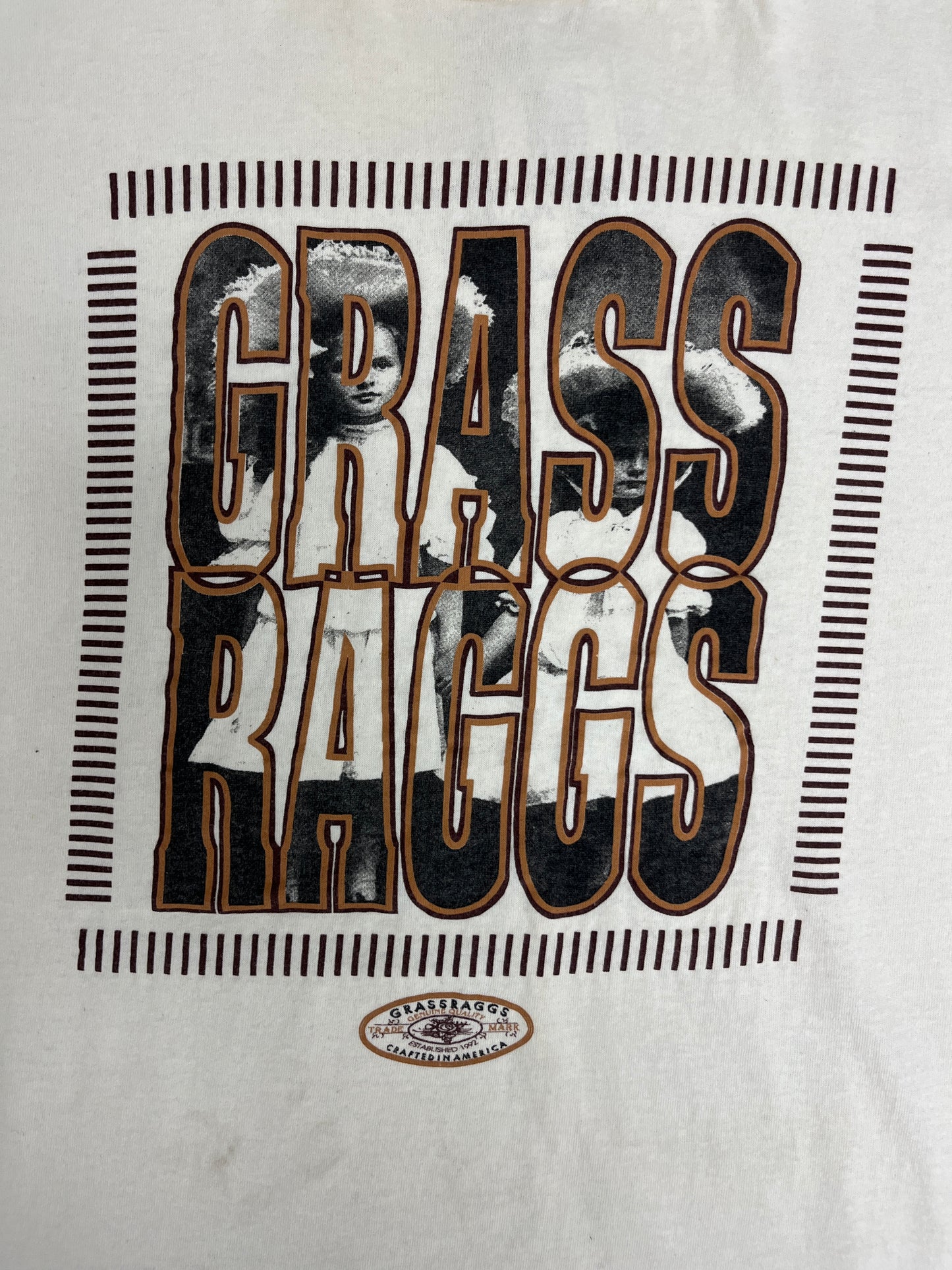 Grass Raggs Graphic Tee | One Size Fits All | Vintage 1990s Promotional White T-Shirt | Made in USA | Free Shipping to USA|