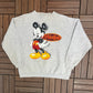 Mickey Mouse Disney Graphic Crewneck | Size Large | Vintage 1990s Promotional Cartoon Grey Sweatshirt |