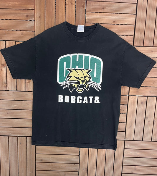 Ohio University Bobcats Graphic Tee | Size X-Large | Vintage 2000s College Sports Black T-Shirt | Free Shipping to USA |