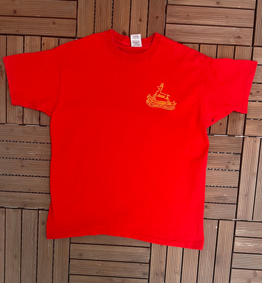 Royal Canadian Dragoons Graphic Tee | Size X-Large | Vintage 1990s Single Stitch Canadian Army Red T-Shirt |
