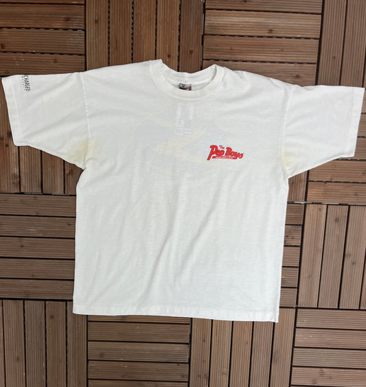 The Pep Boys Manny, Moe & Jack Graphic Tee | Size X-Large | Vintage 1990s Single Stitch White T-Shirt | Made in USA | Free Shipping to USA |