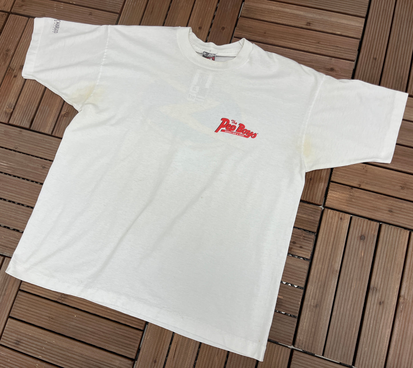 The Pep Boys Manny, Moe & Jack Graphic Tee | Size X-Large | Vintage 1990s Single Stitch White T-Shirt | Made in USA | Free Shipping to USA |