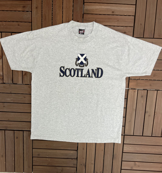 Scotland House of Stuart Graphic Tee | Size X-Large | Vintage 1990s Single Stitch Tourist Grey T-Shirt | Made in USA | Free Shipping to USA|