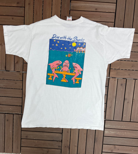 Pier One Freeport, Bahamas Graphic Tee | Size X-Large | Vintage 1990s Single Stitch Tourist White T-Shirt |