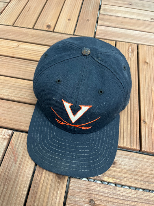 Virginia Cavaliers Graphic Hat | Snap Back | Vintage 1990s Made in USA Blue College Cap |