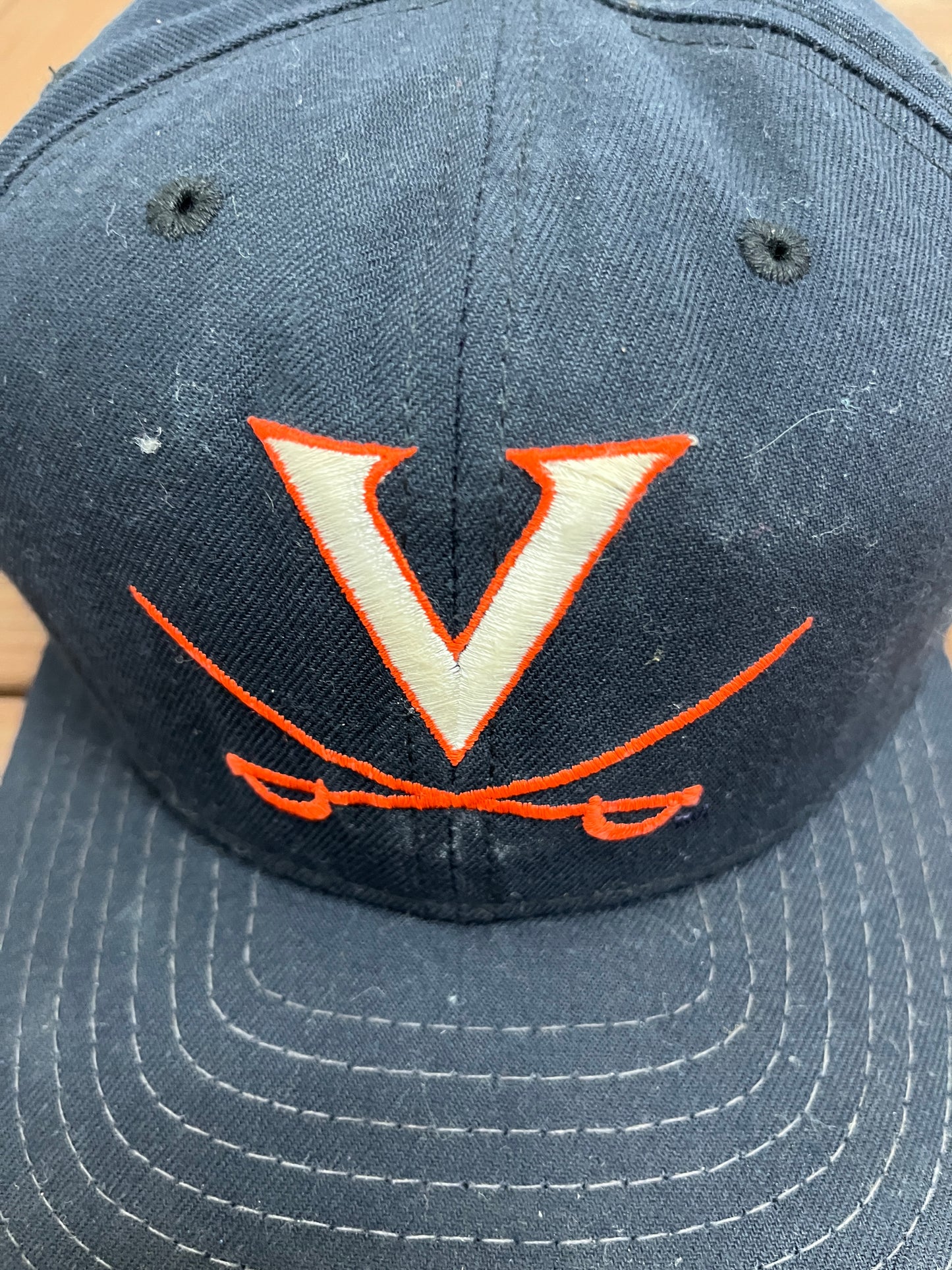 Virginia Cavaliers Graphic Hat | Snap Back | Vintage 1990s Made in USA Blue College Cap |