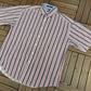 Tommy Hilfiger Striped Button Down Tee | Size X-Large | Vintage 2000s Casual Button Down Red & Blue Work Shirt | Free Shipping to USA |