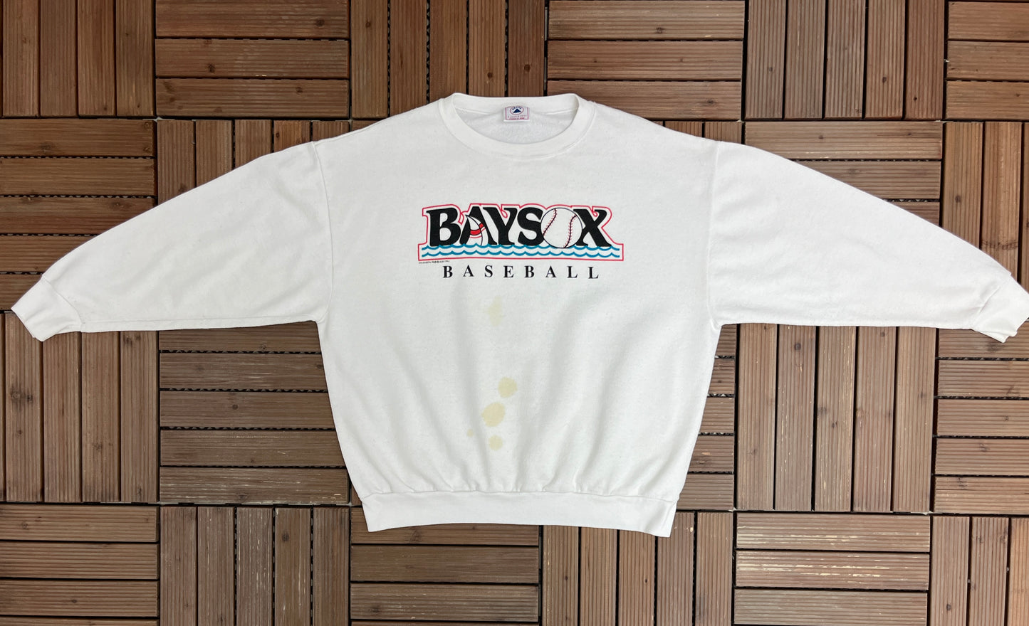 Bowie Baysox Baseball Graphic Crewneck | Size XX-Large | Vintage 1990s MiLB Baseball White Sweater | Made in USA |