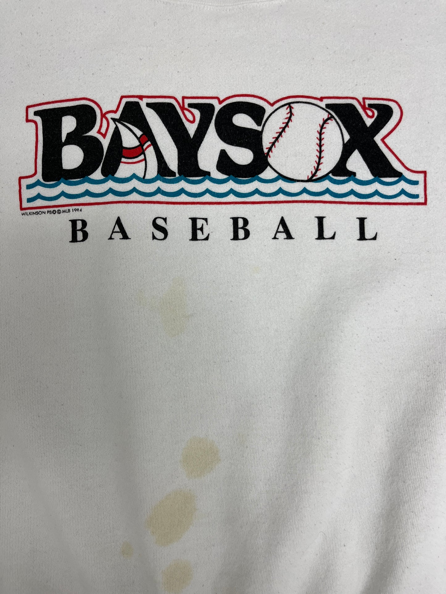 Bowie Baysox Baseball Graphic Crewneck | Size XX-Large | Vintage 1990s MiLB Baseball White Sweater | Made in USA |