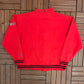 Chicago Bulls Stitched Graphic Sweater | Size X-Large | Vintage 2000s NBA Basketball Full Zip Red Sweatshirt |