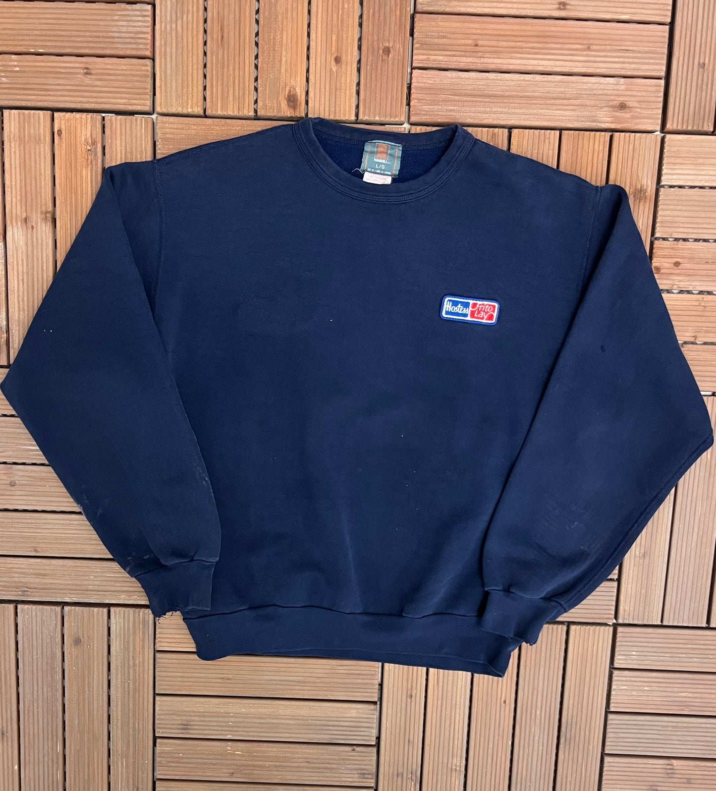 Frito-Lay Hostess Stitched Graphic Crewneck | Size Large | Vintage 2000s Promotional Blue Sweater | Free Shipping to USA |