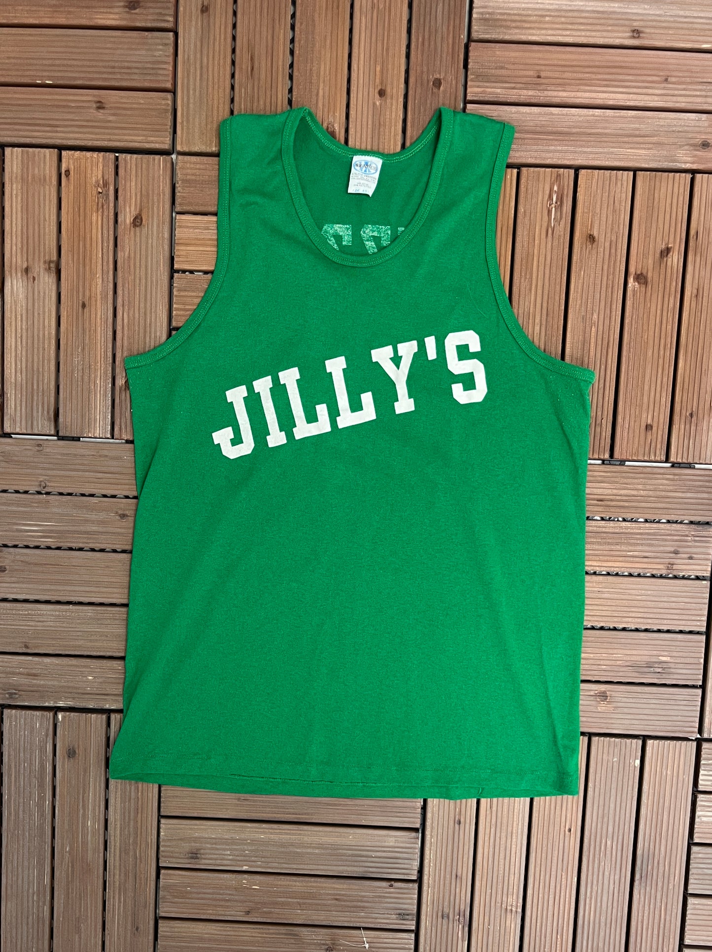 Jilly's Pizza Express Graphic Tee | Size Large | Vintage 1990s Single Stitch Green Tank Top T-Shirt |