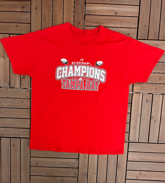Tampa Bay Buccaneers Conference Champions Graphic Tee | Size X-Large | Retro Style 2000s NFL Football Red T-Shirt | Free Shipping to USA |