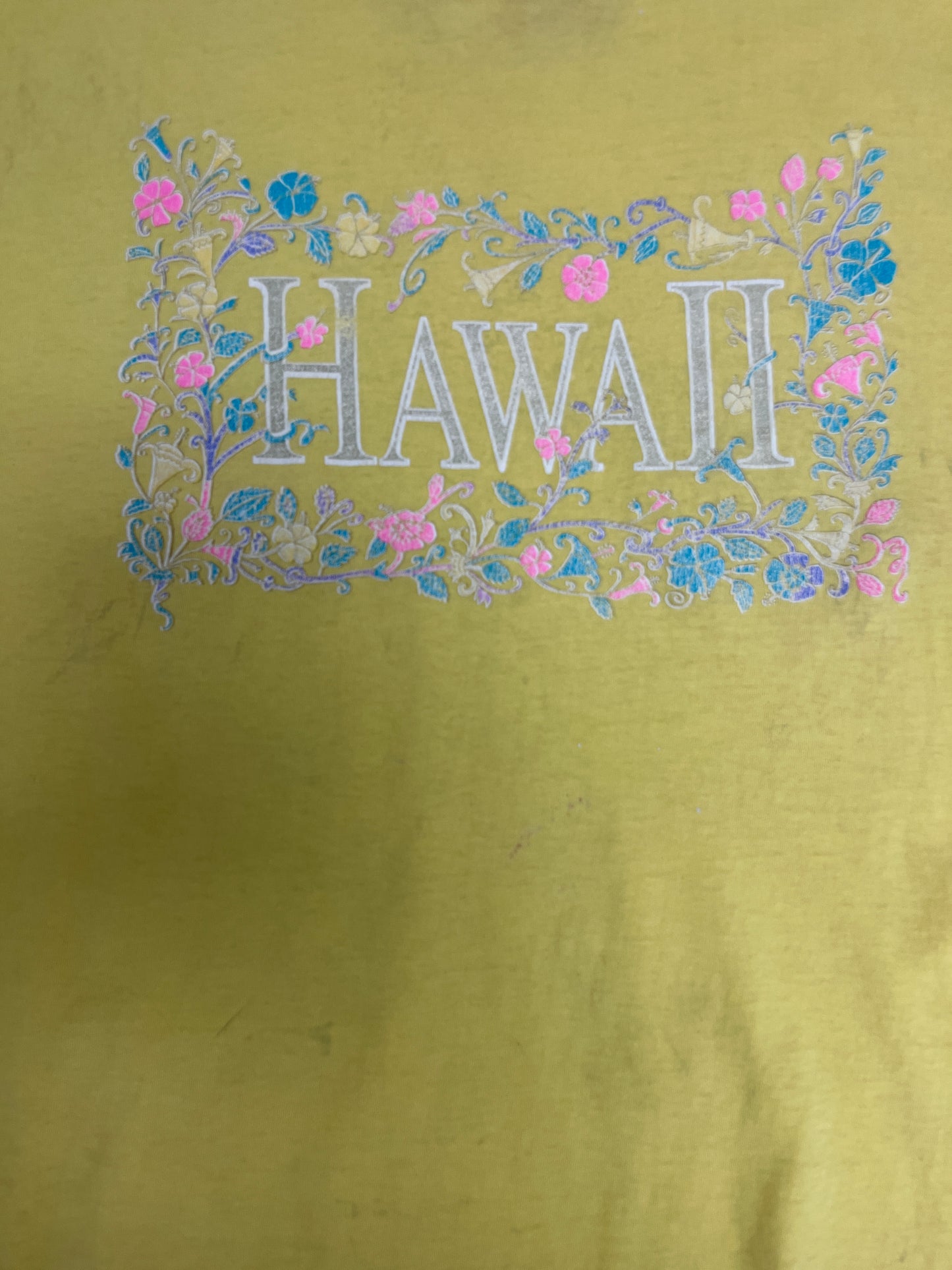 Hawaii Spell Out Graphic Tee | Size XX-Large | Vintage 1990s Single Stitch Promotional Tourist Yellow T-Shirt |