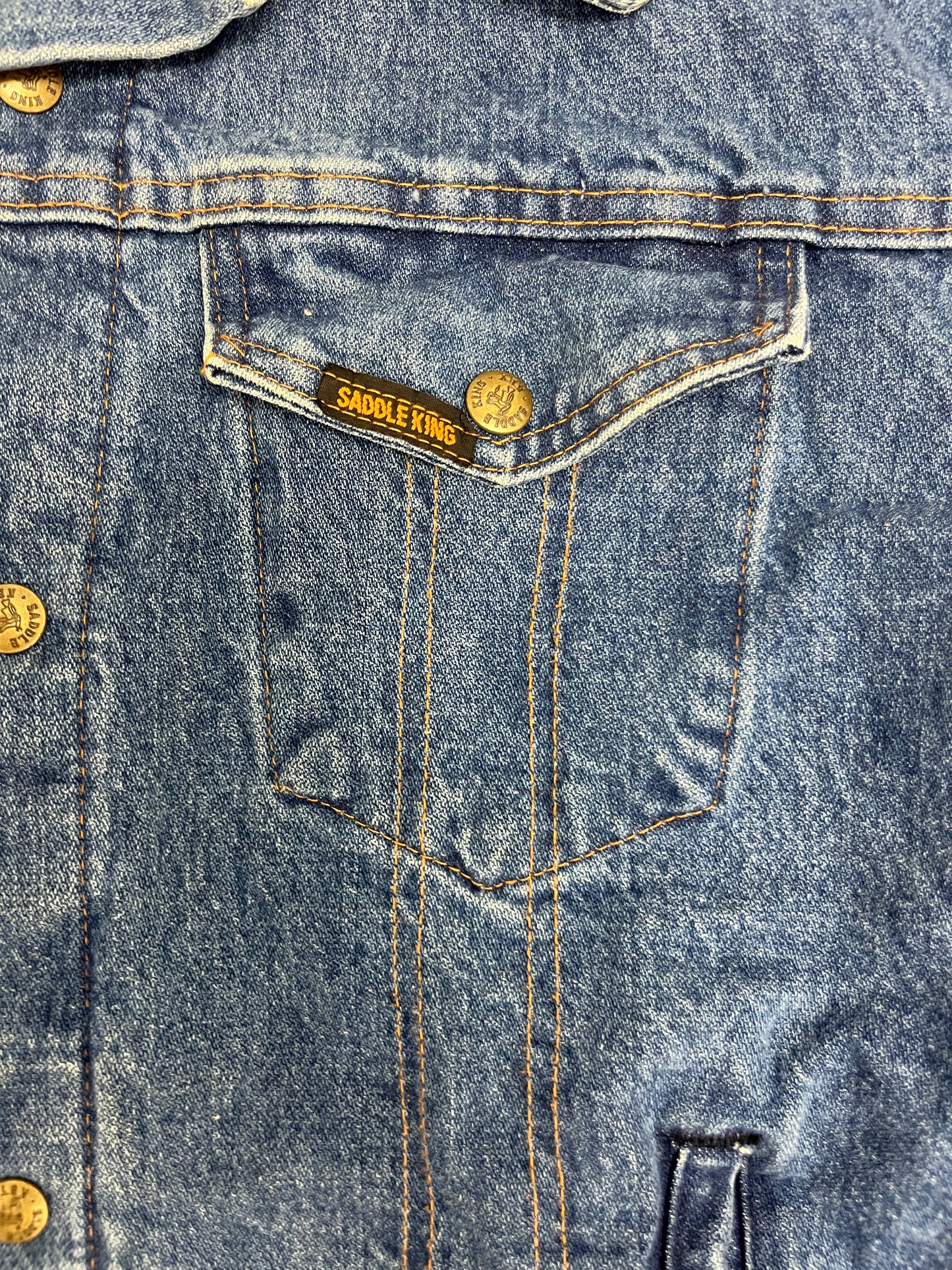 Saddle King Western by Key Blanket Denim Jacket | Size 48 / X-Large | Vintage 1990s Dark Blue Branded Jean Jacket |
