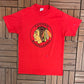Chicago Blackhawks Graphic Tee | Size Large | Vintage 1980s Single Stitch NHL Hockey Red T-Shirt |