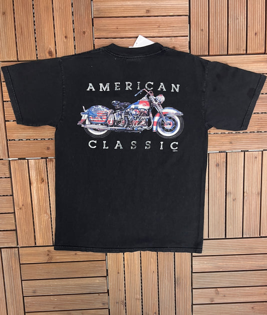 American Classic Biker Motorcycle Graphic Tee | Size Medium | Vintage 2000s Motorcycle Biker Black T-Shirt | Free Shipping to USA |