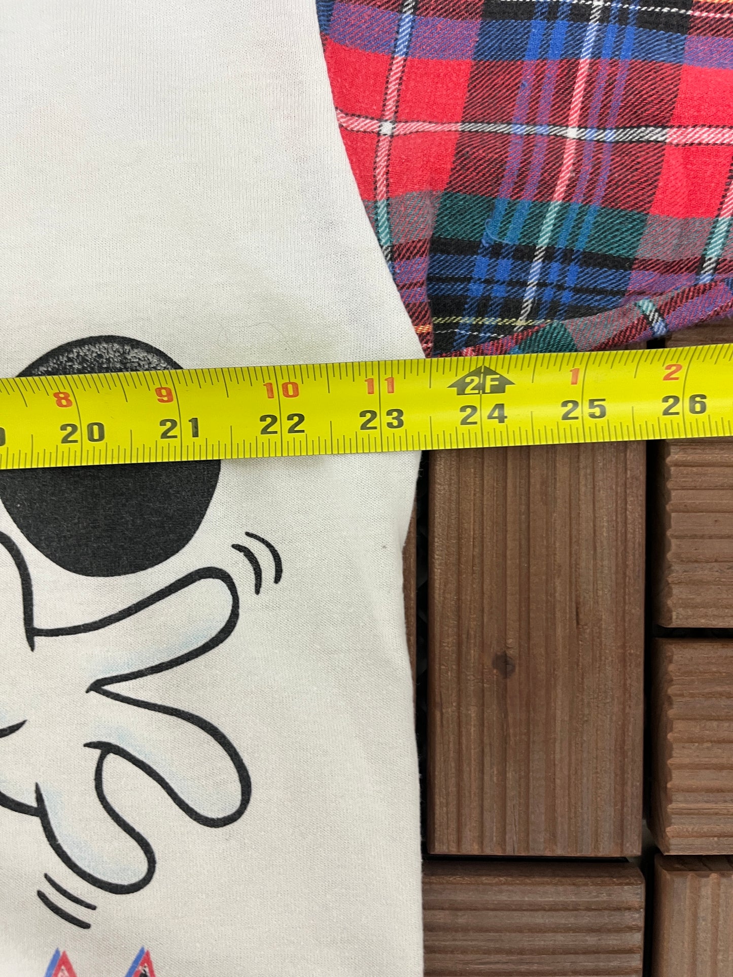 Mickey Mouse Plaid Graphic Tee | Size X-Large | Vintage 2000s Cartoon Promotional White T-Shirt |