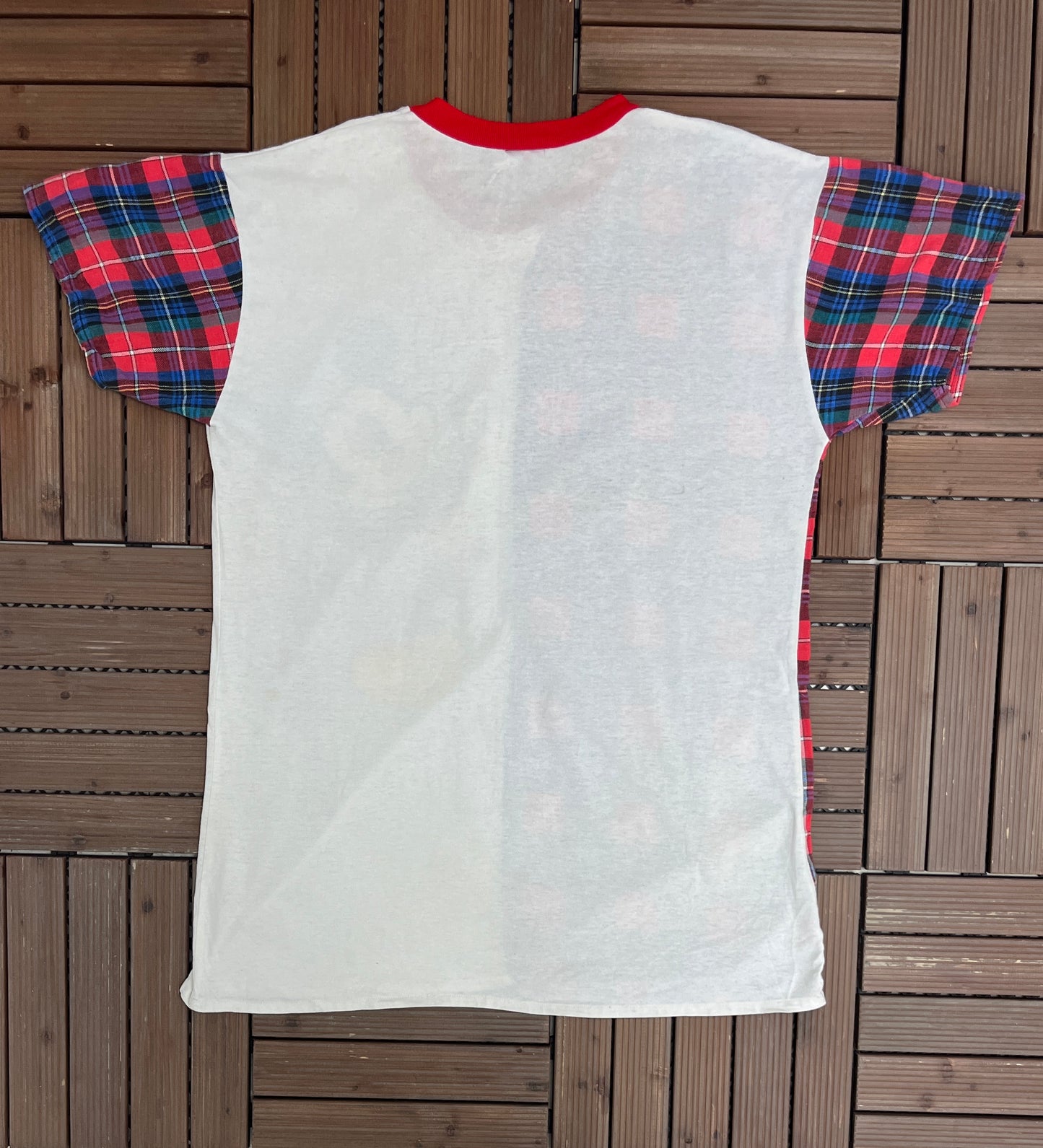 Mickey Mouse Plaid Graphic Tee | Size X-Large | Vintage 2000s Cartoon Promotional White T-Shirt |