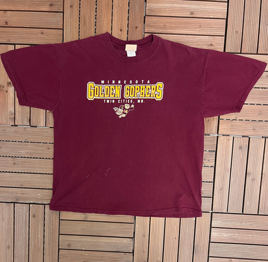 Minnesota Golden Gophers Graphic Tee | Size X-Large | Vintage 2000s College Sports Red T-Shirt |