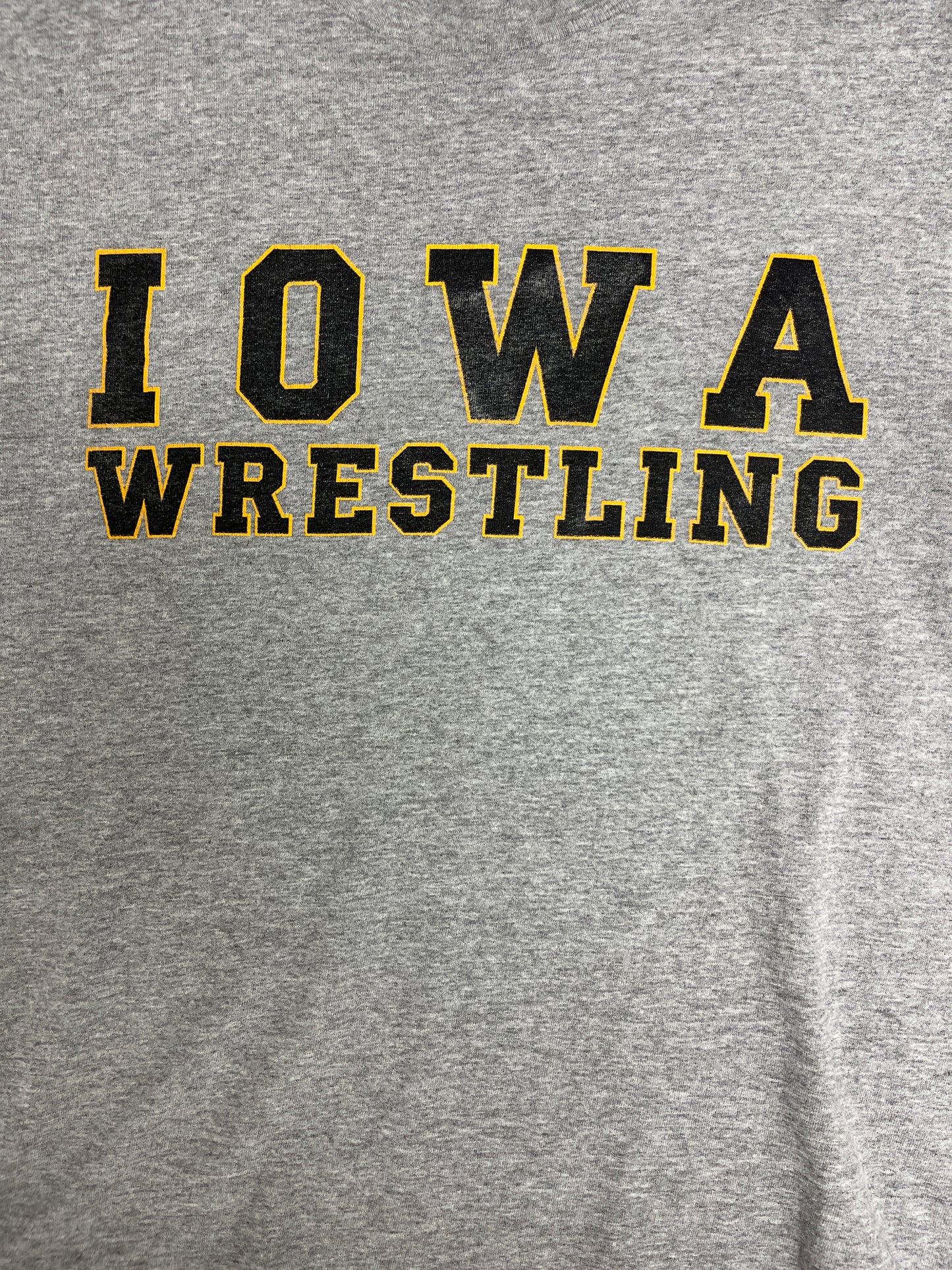 Iowa Hawkeyes Wrestling Graphic Tee | Size Small | Vintage 1990s Made in USA Grey T-Shirt |