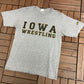 Iowa Hawkeyes Wrestling Graphic Tee | Size Small | Vintage 1990s Made in USA Grey T-Shirt |