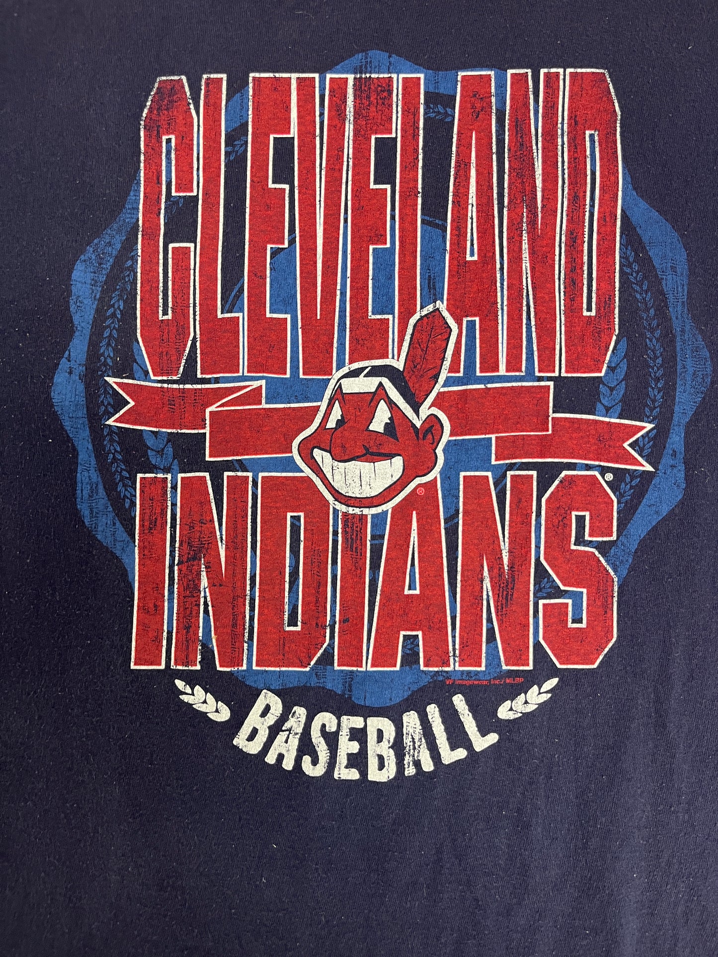 Cleveland Indians Baseball Graphic Tee | Size X-Large | Vintage 2000s MLB Baseball Blue T-Shirt |