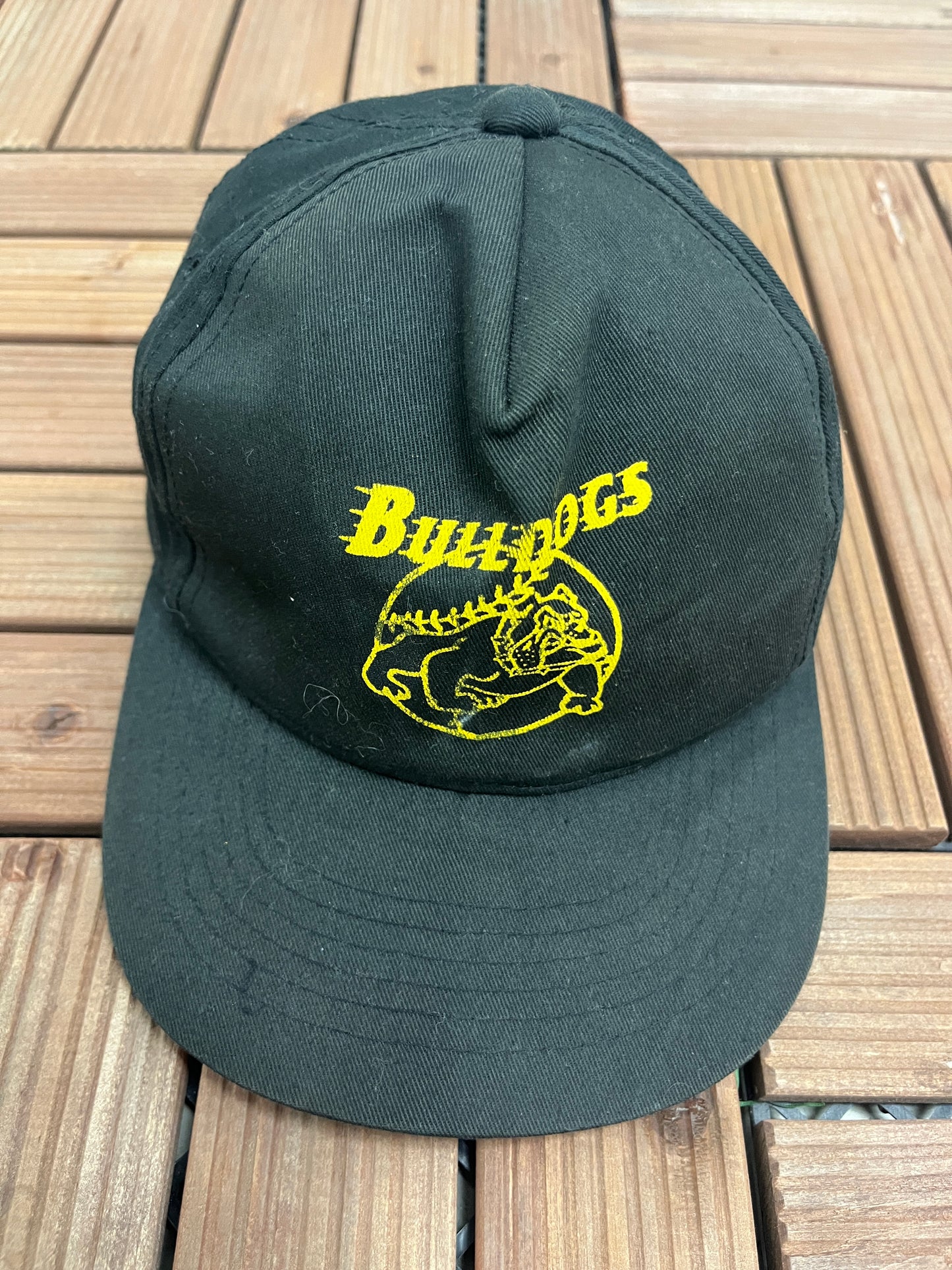 Bulldogs Baseball Graphic Hat | Youth Snap Back | Vintage 2000s Baseball Black Cap |