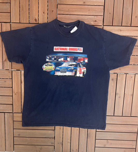 Dale Earnhardt Jr National Guard NASCAR Racing Graphic Tee | Size X-Large | Vintage 2000s Blue Racing T-Shirt | Free Shipping to USA |