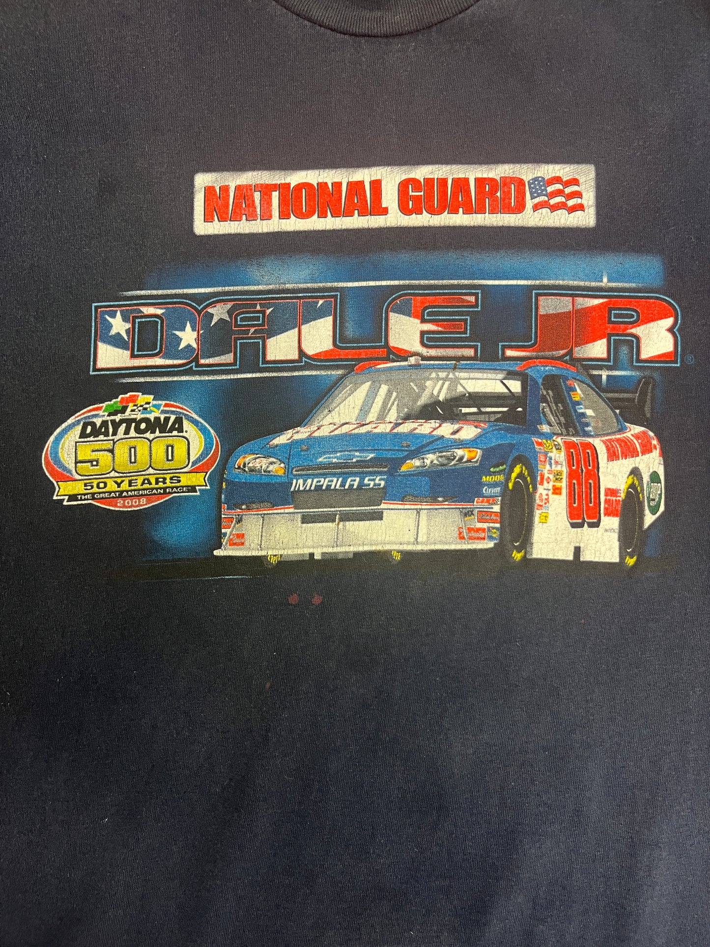 Dale Earnhardt Jr National Guard NASCAR Racing Graphic Tee | Size X-Large | Vintage 2000s Blue Racing T-Shirt | Free Shipping to USA |