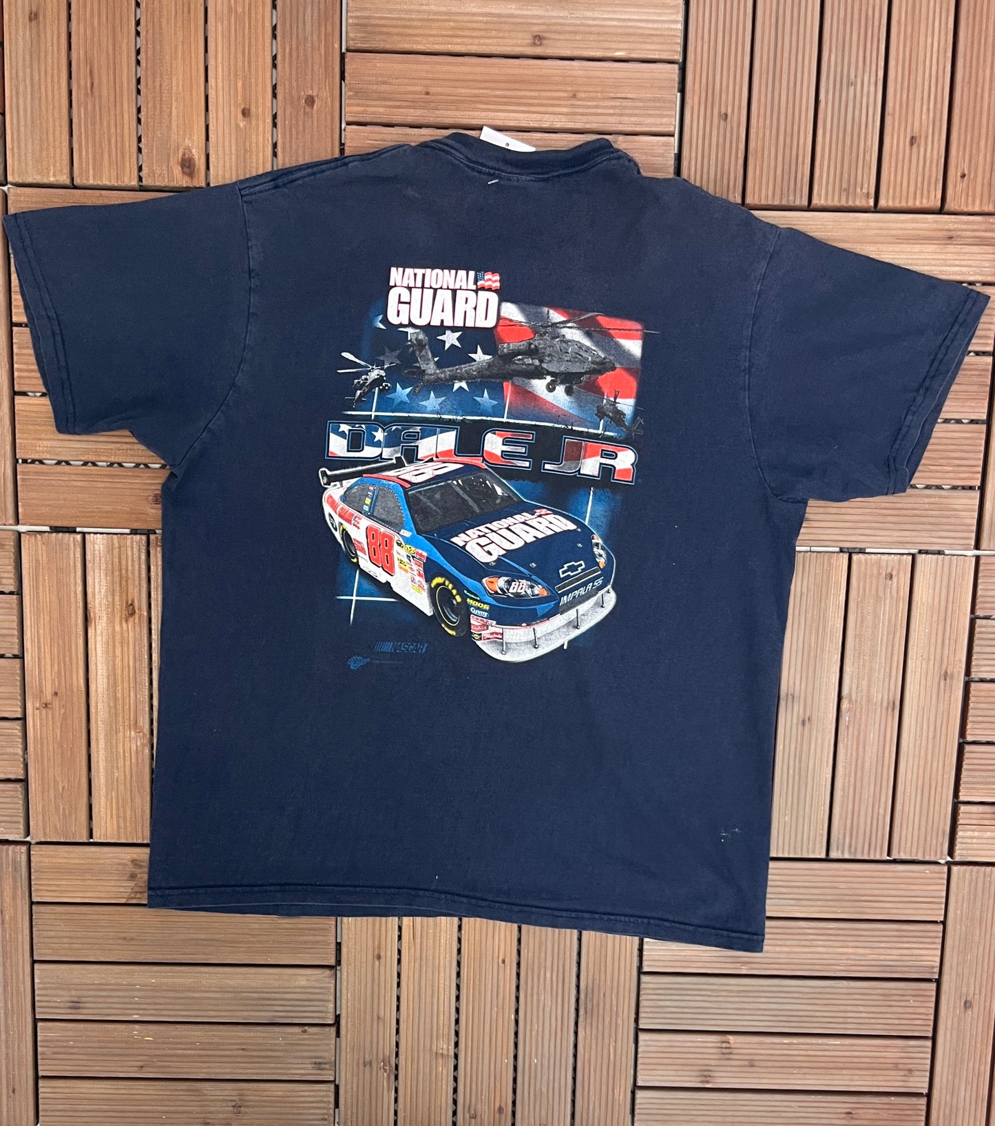 Dale Earnhardt Jr National Guard NASCAR Racing Graphic Tee | Size X-Large | Vintage 2000s Blue Racing T-Shirt | Free Shipping to USA |