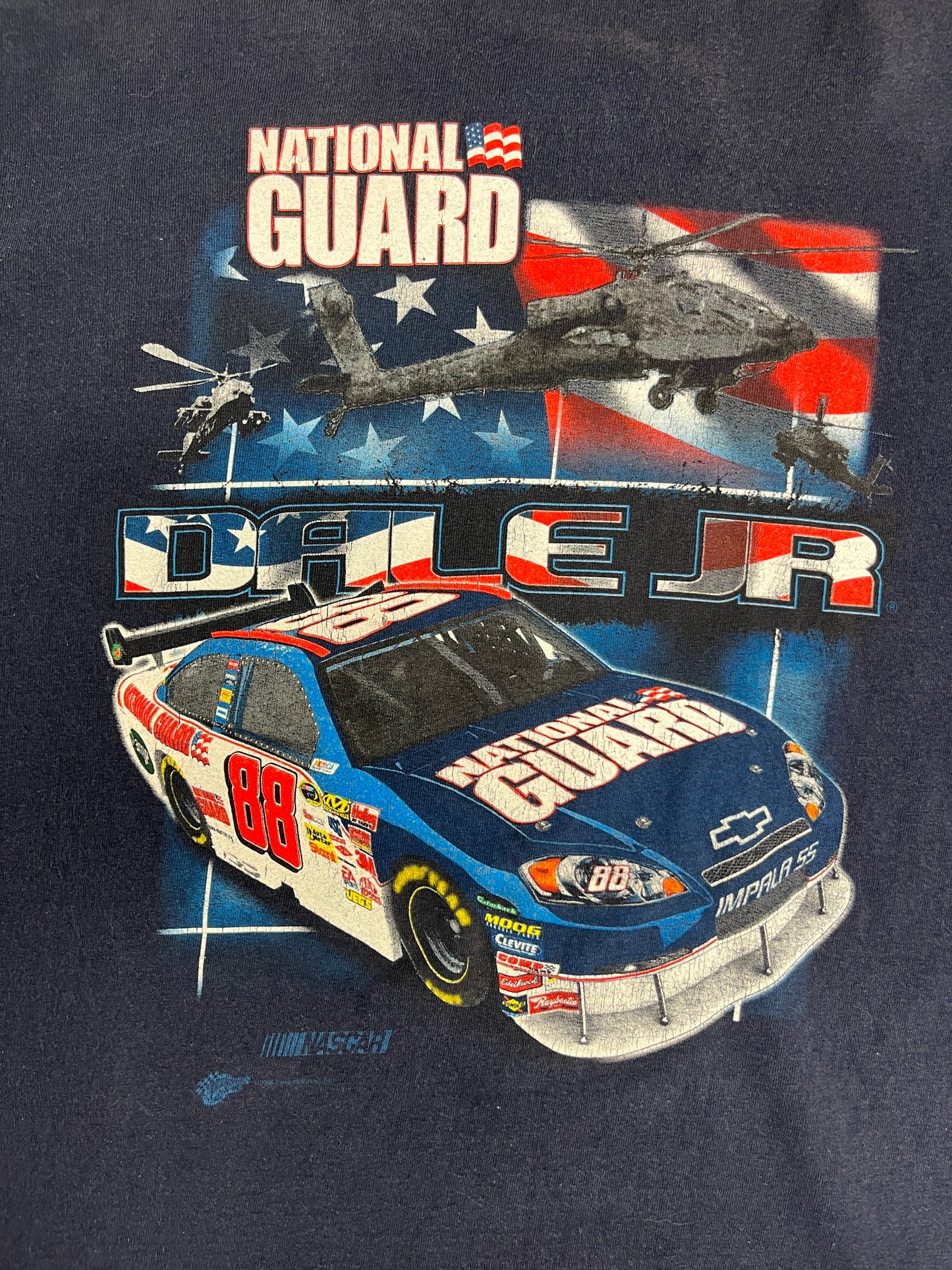 Dale Earnhardt Jr National Guard NASCAR Racing Graphic Tee | Size X-Large | Vintage 2000s Blue Racing T-Shirt | Free Shipping to USA |