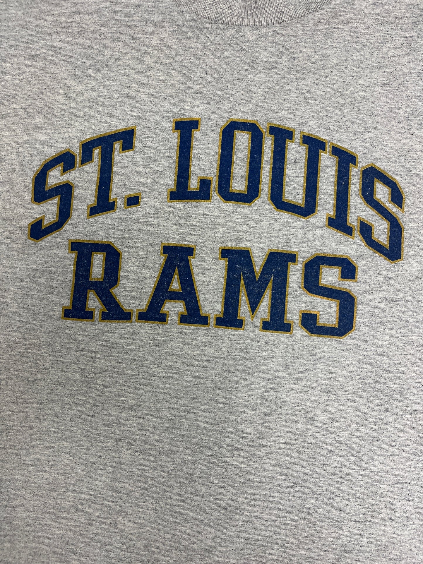 St. Louis Rams Spell Out Graphic Tee | Size X-Large | Vintage 2000s NFL Football Grey T-Shirt |