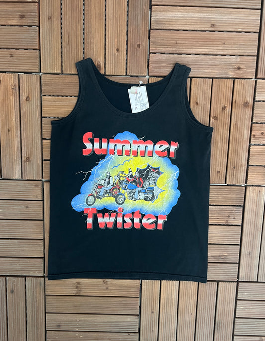Summer's Twister Graphic Tee | Size Medium | Vintage 2000s Motorcycle Biker Black Tank Top | Free Shipping to USA |