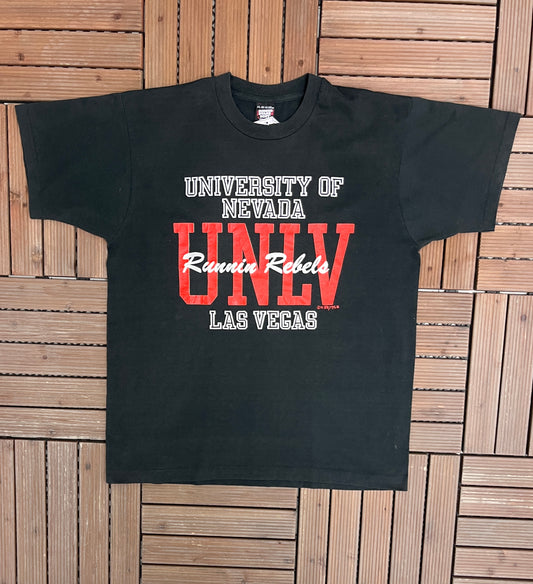 University of Nevada Las Vegas Runnin' Rebels Graphic Tee | Size X-Large |Vintage 1990s College Single Stitch Black T-Shirt |