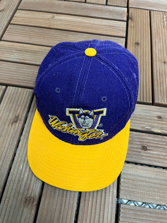 Washington Huskies Embroidered Graphic Hat | Snap Back | Vintage 1990s College Purple Cap |