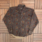 Ruff Hewn Animal Abstract Button Down | Size Large | Vintage 1990s Made in Canada Brown Button Down | Free Shipping to USA |