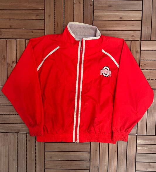 Ohio State Buckeyes Graphic Windbreaker | Size X-Large | Vintage 1990s College Sports Red Light Jacket |