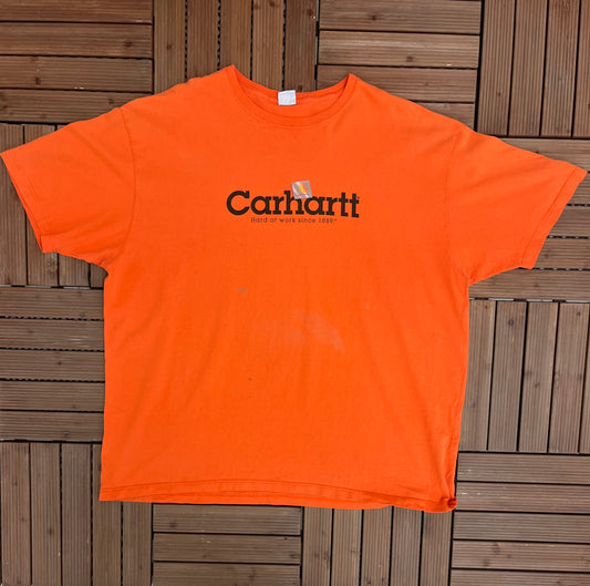 Carhartt Since 1889 Graphic Tee | Size XX-Large | Vintage 2000s Orange Branded T-Shirt | Branded Workwear |