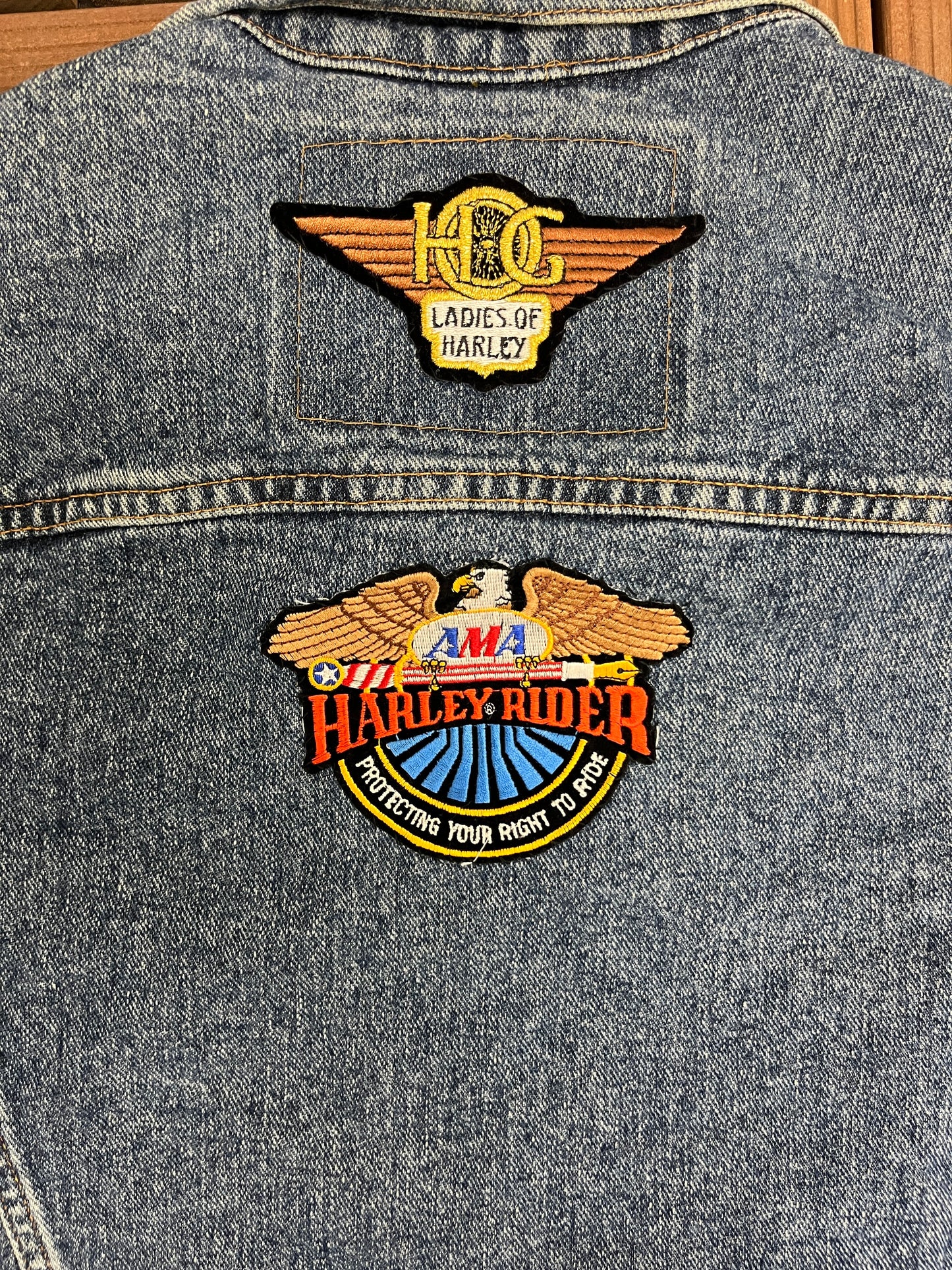 Harley Owners Group Levi Strauss & Co 70598-4891 Denim Jacket | Size Small | Vintage 1990s Blue Jean Trucker Jacket |