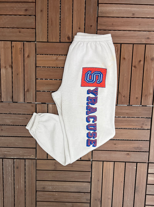 Syracuse Orange Graphic Sweat Pants | Size Large | Vintage 1990s Made in USA College White Sweat Pants |