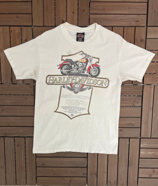 Harley Davidson Fort Lauderdale, Florida Graphic Tee | Size Medium | Vintage 1990s Biker Motorcycle White T-Shirt |